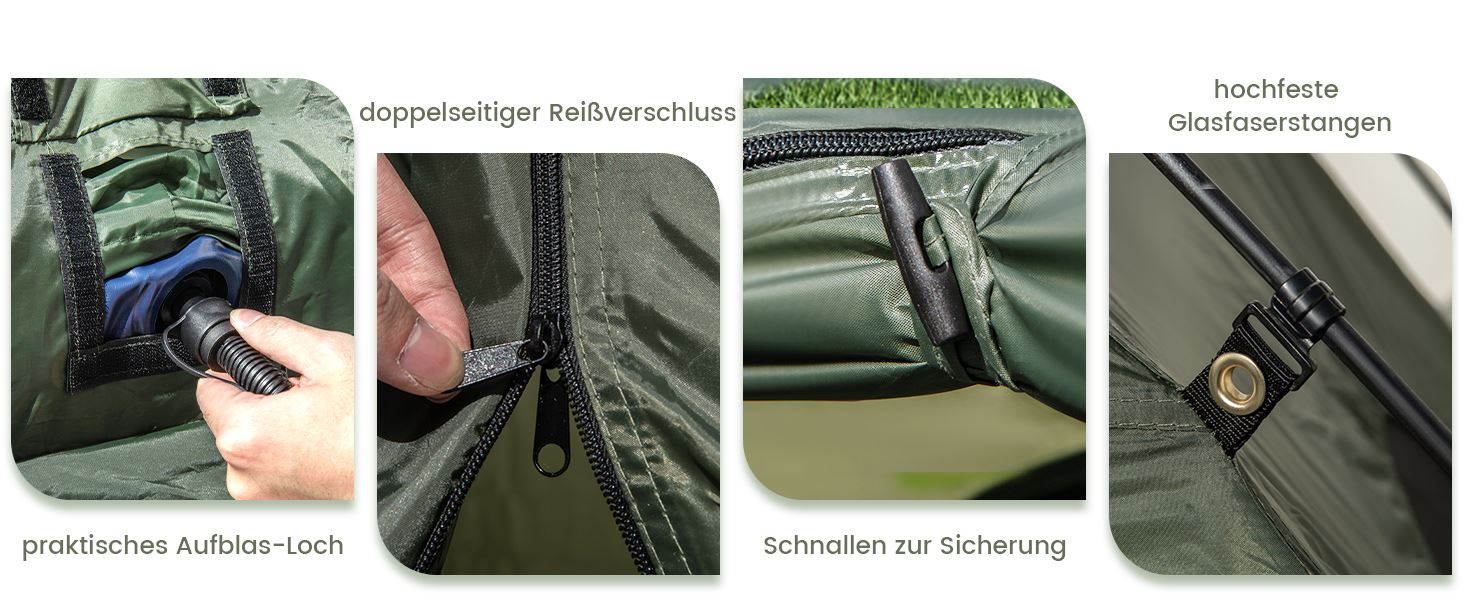 5-in-1 faltbares Campingzelt mit Luftmatratze & Kissen