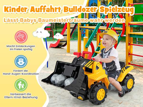 Sitzbagger mit Eingebautem Ablagefach Kinderbagger mit 4 Sound-Tasten Bagger Spielzeug