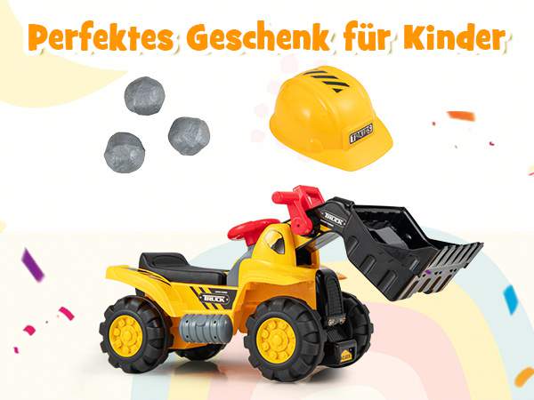 Sitzbagger mit Eingebautem Ablagefach Kinderbagger mit 4 Sound-Tasten Bagger Spielzeug
