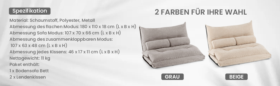klappbare bodencouch