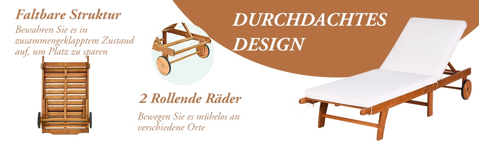 Sonnenliege aus Holz für Terrasse