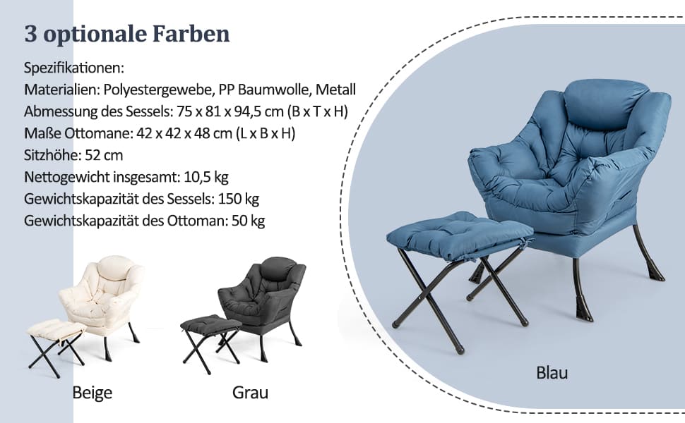 Sessel und klappbarer Hocker