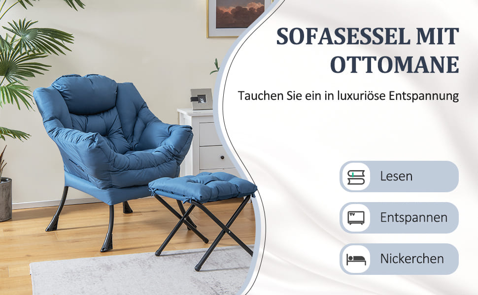 moderner Sessel mit Hocker