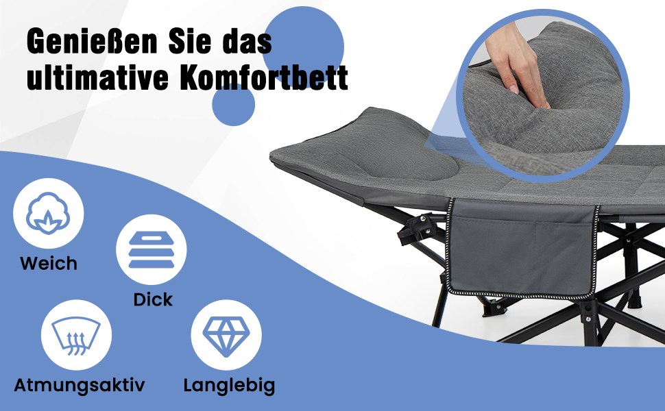 Schlafbett mit bequemem Kissen und Kopfstütze