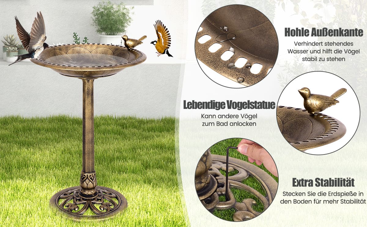 leichtes antikes Gartenvogelbad grün