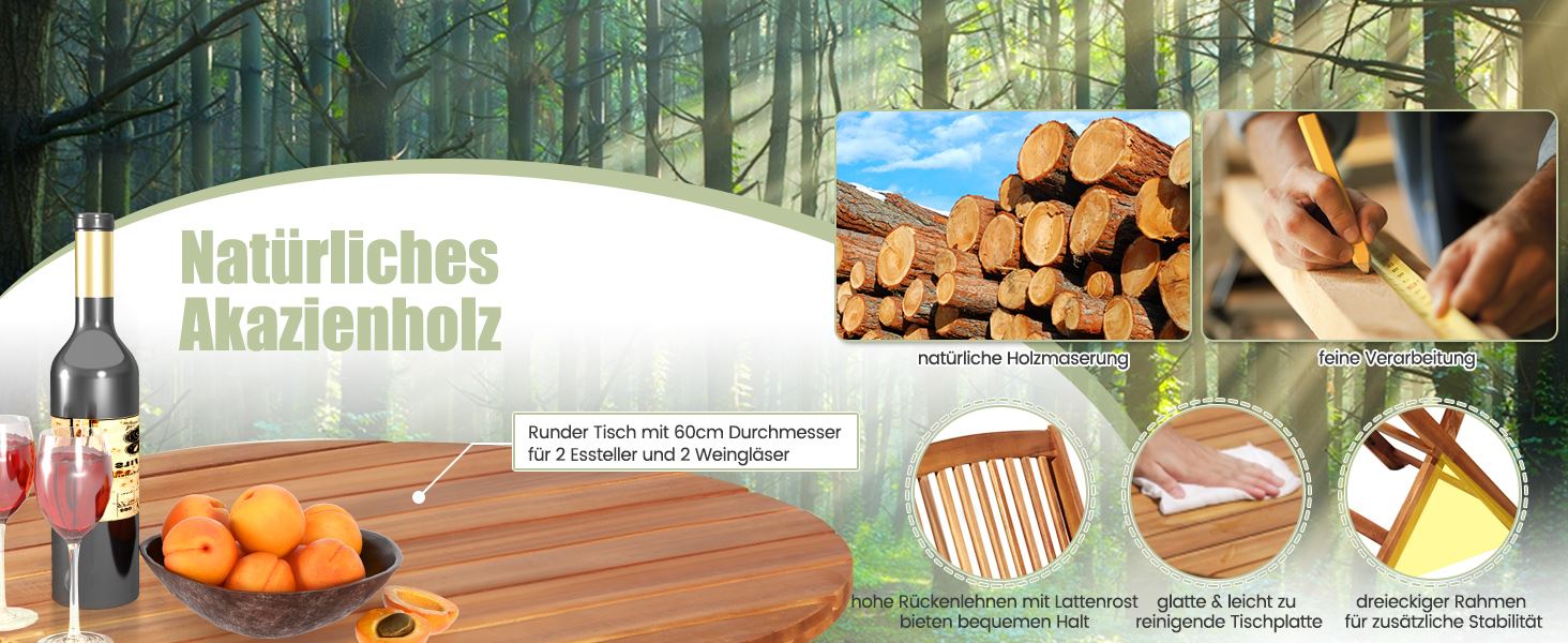 klappbarer holzstuhl in naturfarbe