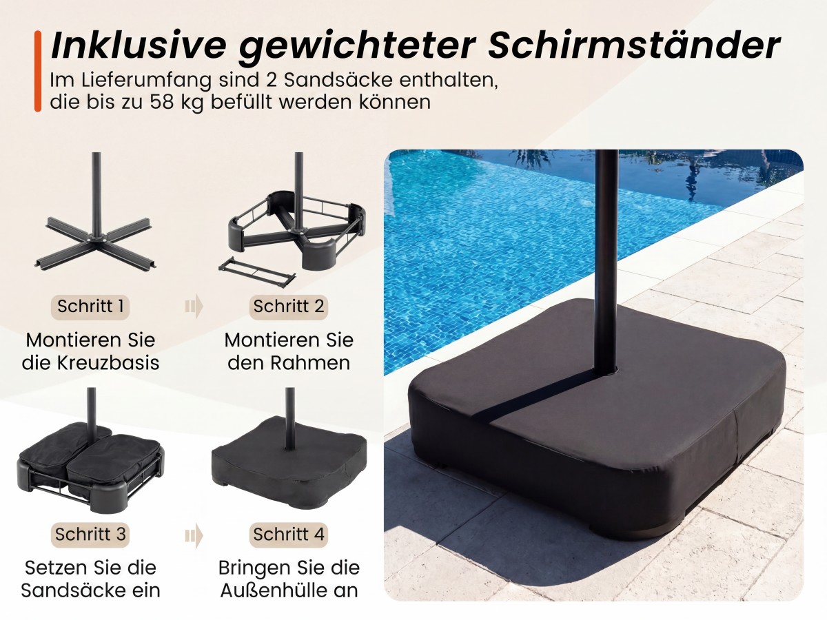 riesiger sonnenschirm für garten/poolbereich/terrasse