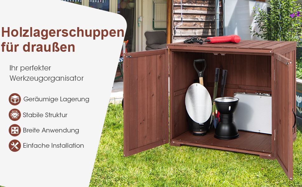 Holzschuppen mit Doppeltüren