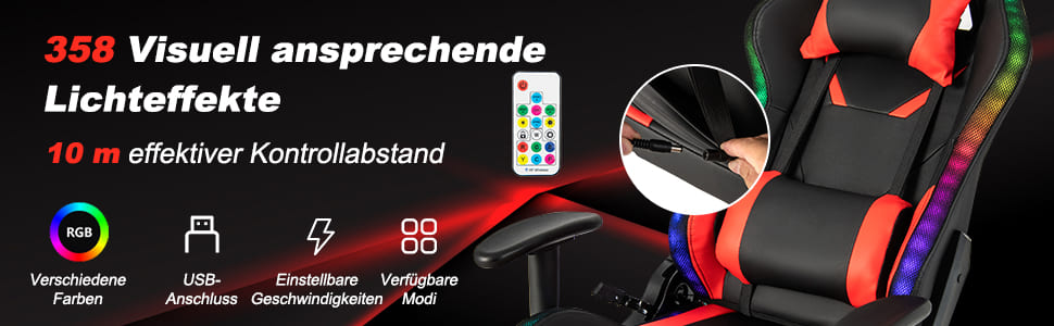 gaming-sessel mit led-beleuchtung