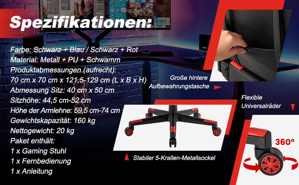 schreibtischstuhl mit 5 stummen rollen