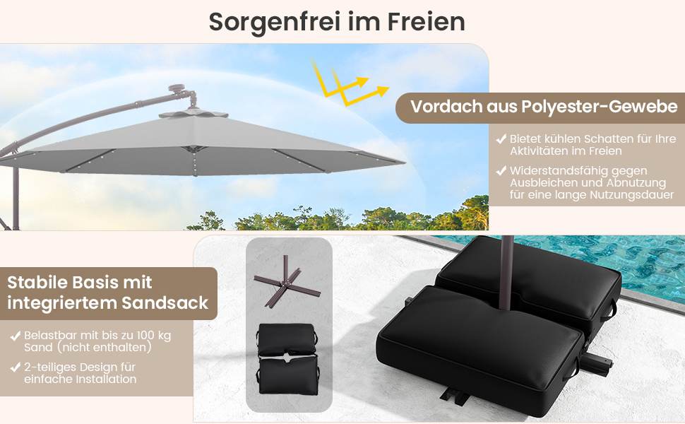 Großzügiger Cantilever Schirm