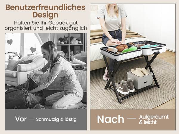 Platzsparende Gepäckablage