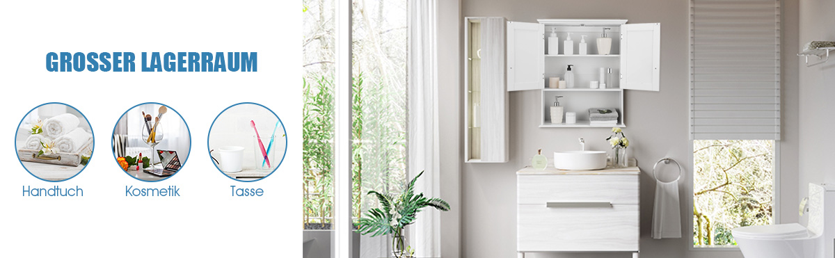 Schrank mit Türen und Regalen