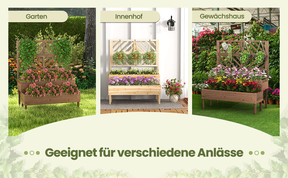 2-lagiges Gartenbett mit Spalier