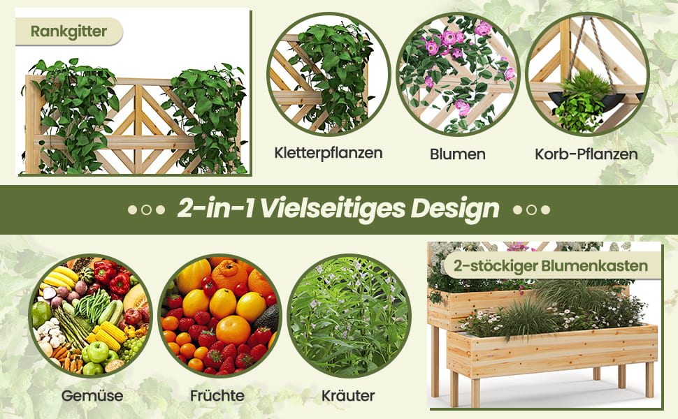 Outdoor-Holzpflanzer mit Spalier