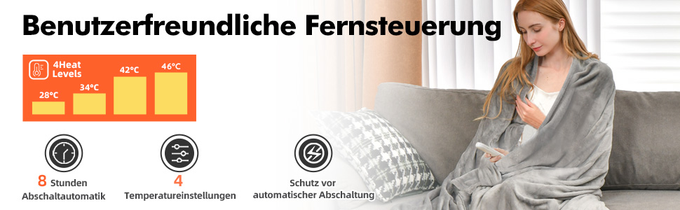 Heizdecke mit automatischer Abschaltung nach 8 Stunden