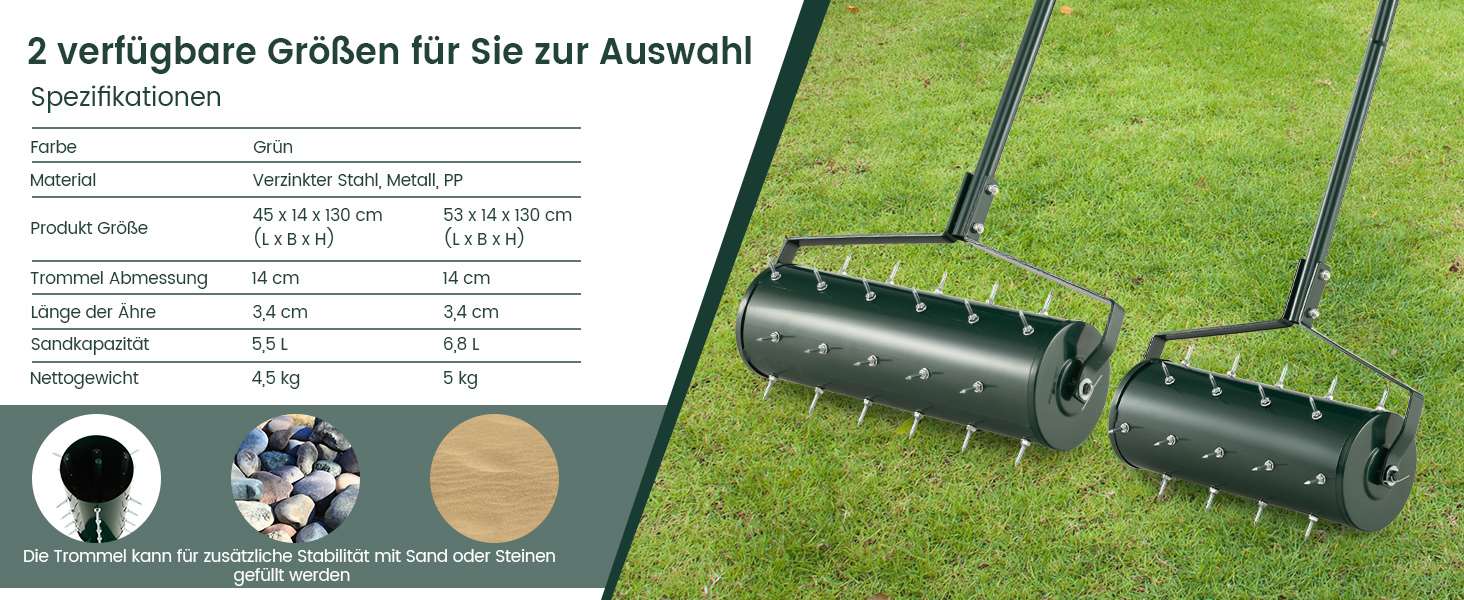 gartenwalze mit metallspikes