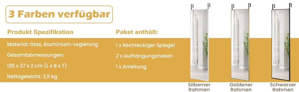 Spiegel für Garderobe/Schlafzimmer/Wohnzimmer