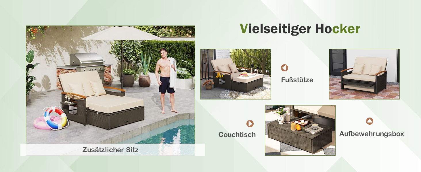 doppelliege f&uuml;r den au&szlig;enbereich
