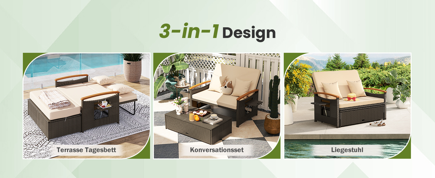 3 in 1 doppelsofa mit fu&szlig;hocker