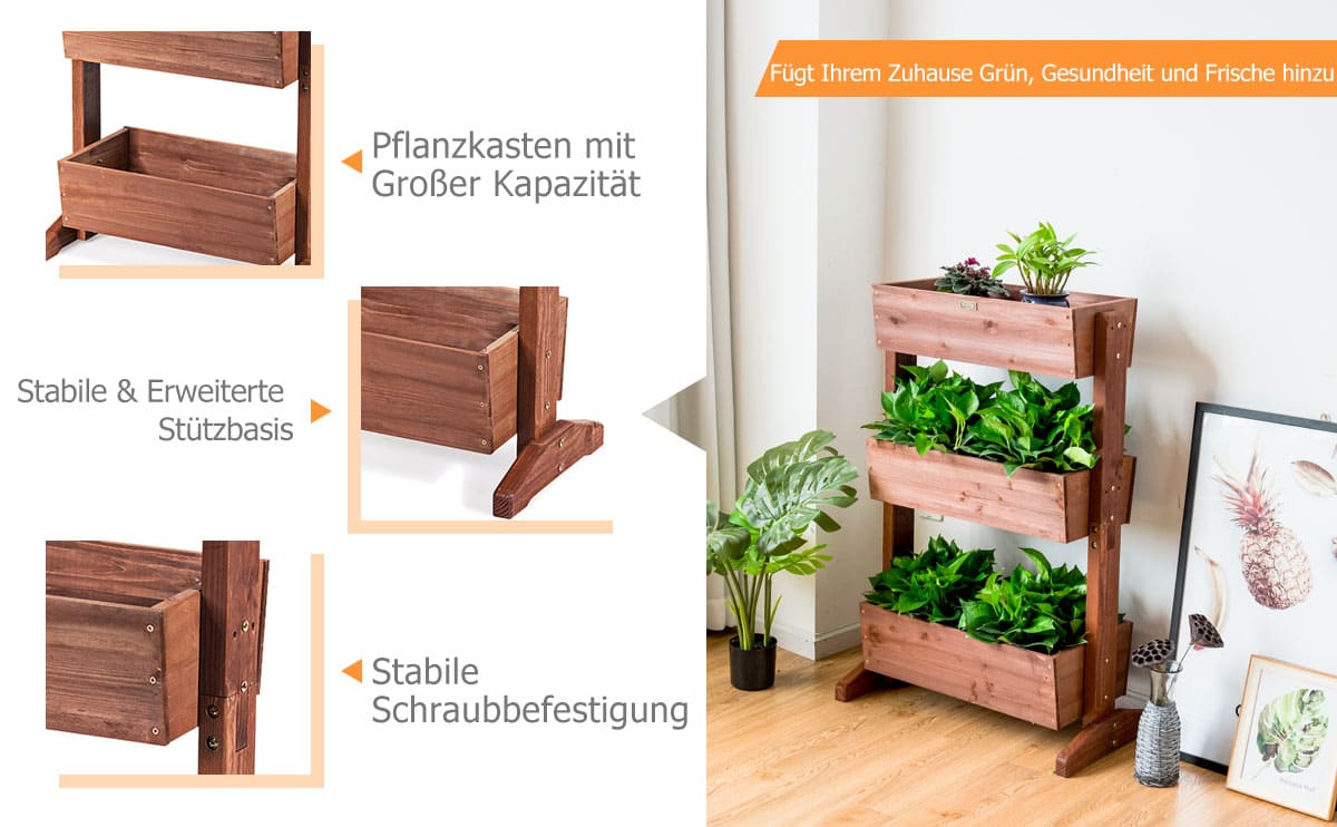 3-stufiges holz regal