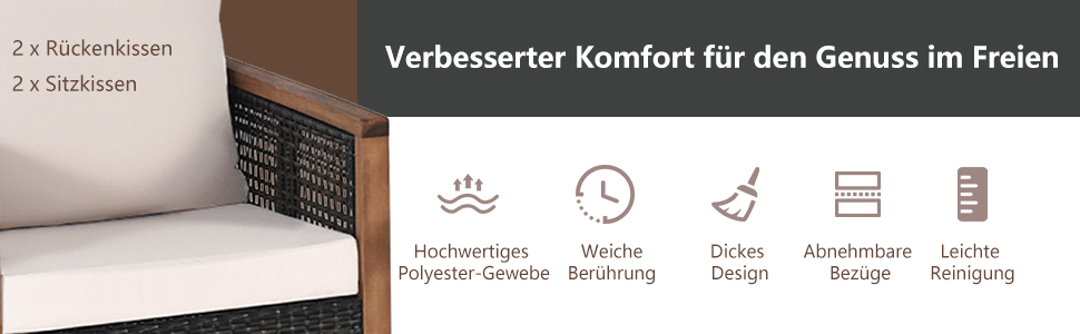 Set aus 2 Stühlen aus PE-Rattan & Kaffeetisch aus Akazienholz