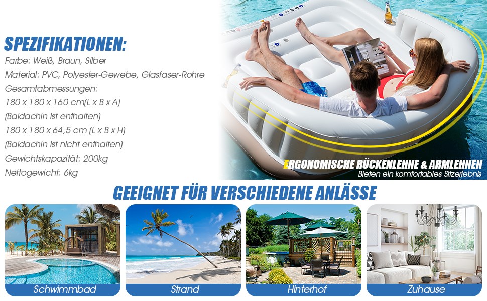 aufblasbare schwimmende Insel für Erwachsene
