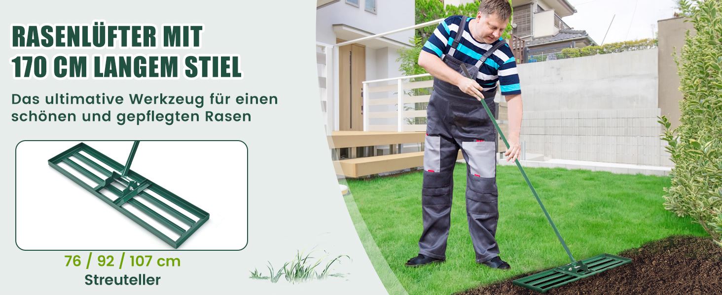 nivellierrechen mit 2-teiliger stange
