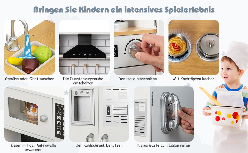 Eckküchen-Spielset Spielküche mit Zubehör