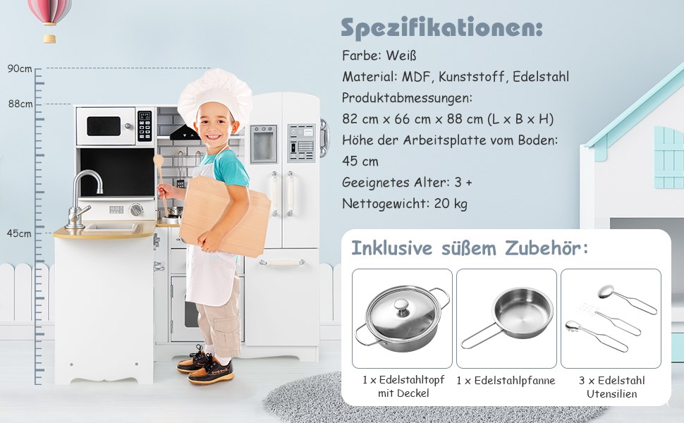 Spielküche mit Mikrowelle & Kühlschrank