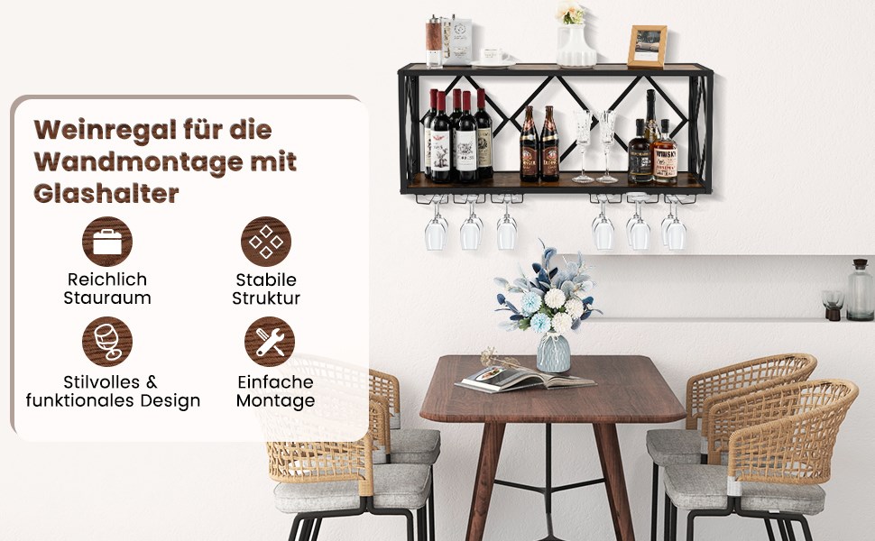 weinregal mit glashaltern