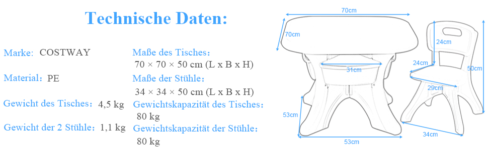 Set aus Kindertisch und Stühlen