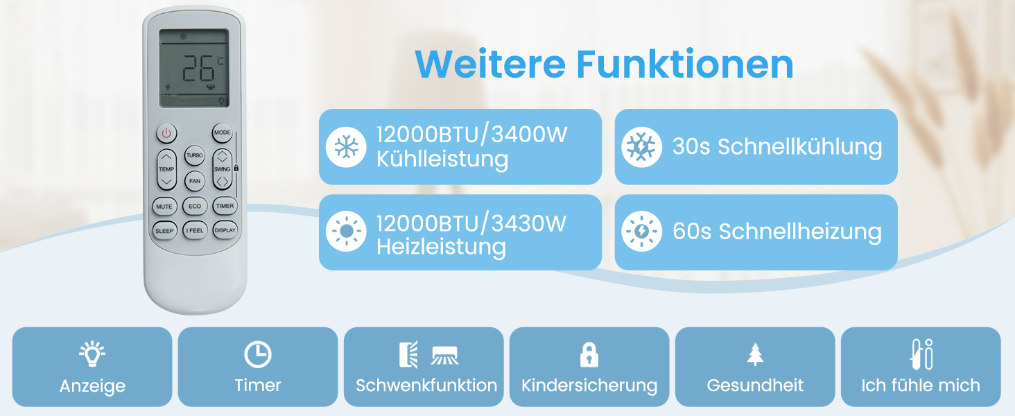 wandmontiertes Klimager&auml;t Fernbedienung