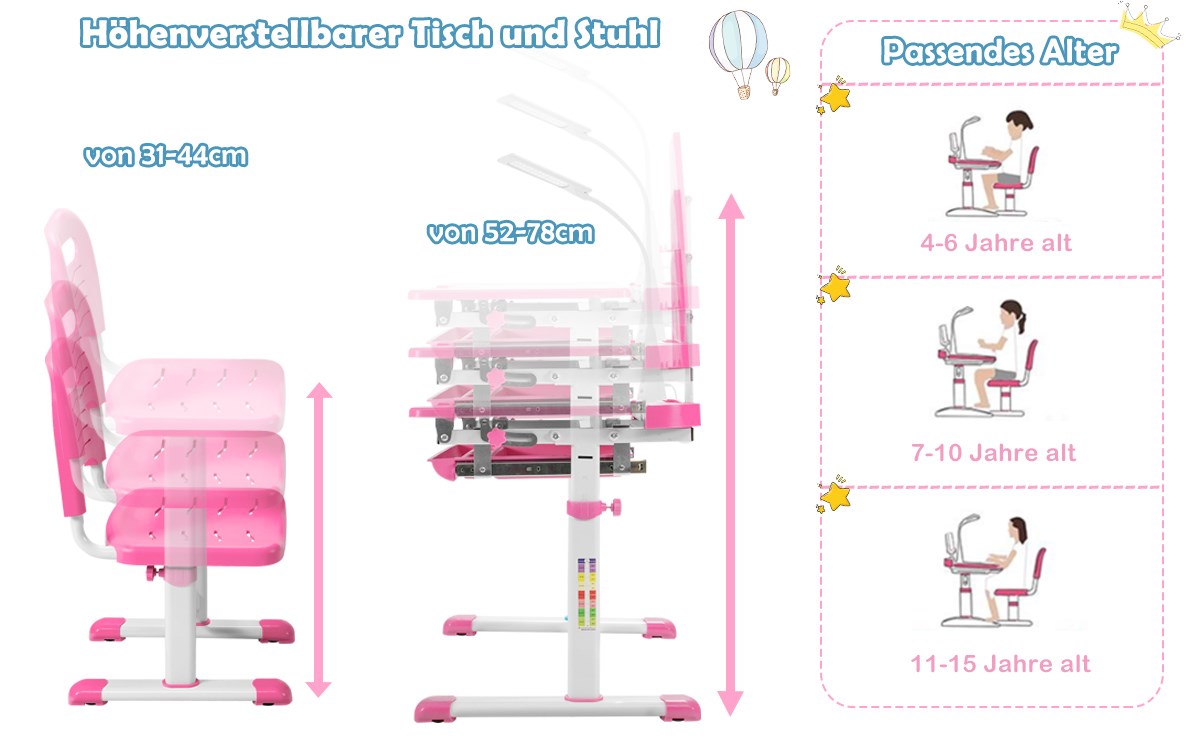 verstellbares kindertisch und stuhl set