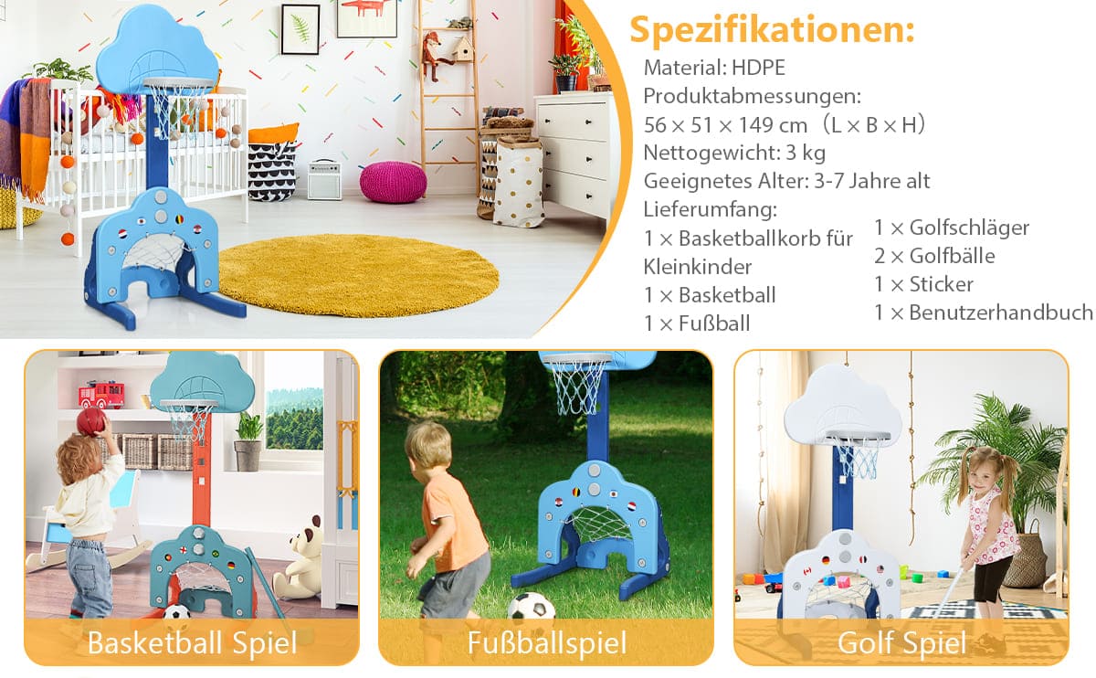 leichtes und stabiles basketballkorbset