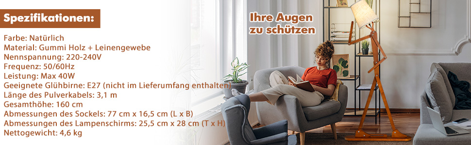 hohe Stehlampe für Wohnzimmer