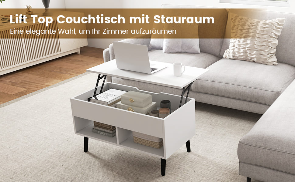 Beistelltisch mit anhebbarer Tischplatte