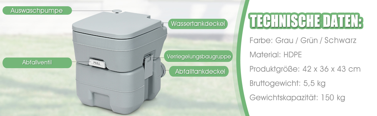 Campingtoilette Grün Größe