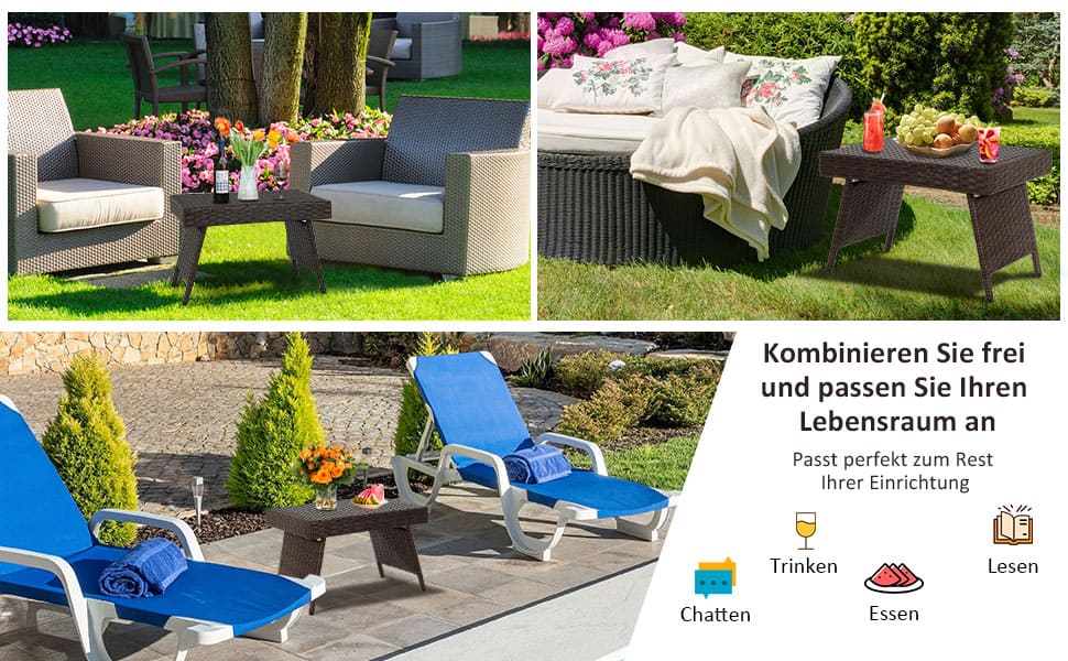rattan beistelltisch für den außenbereich