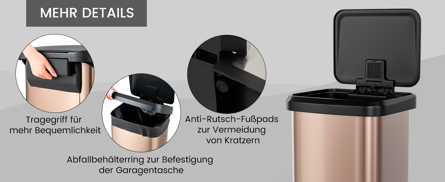abfallsammler mit sanft schließendem deckel