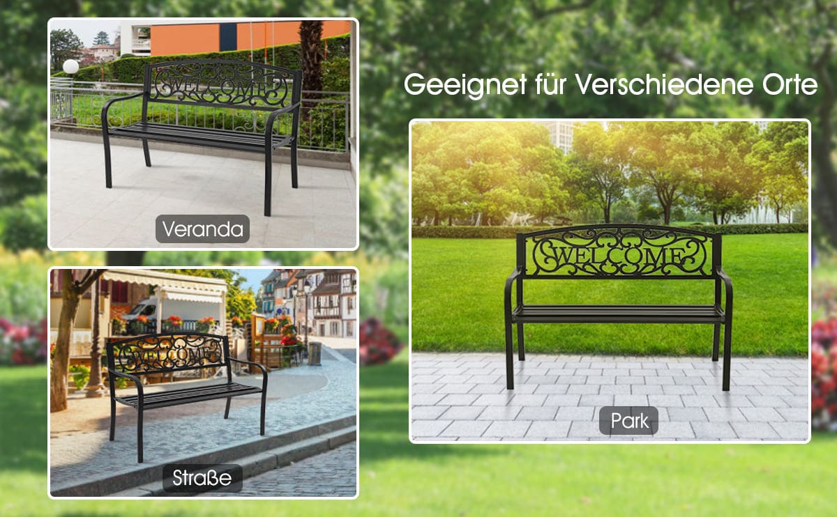 parkbank mit schriftzug