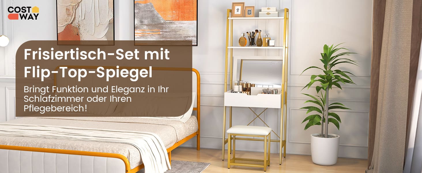 schminkkommode mit 4 versteckten ablagefächern platzsparendes schmink-set