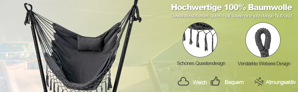 hängender Makramee-Schaukelstuhl
