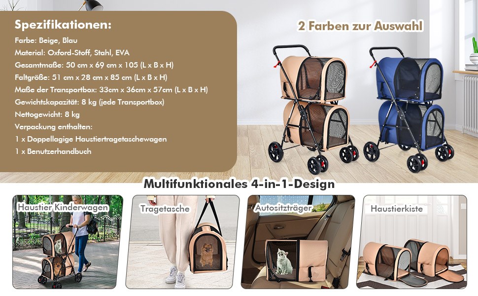 klappbarer haustierwagen