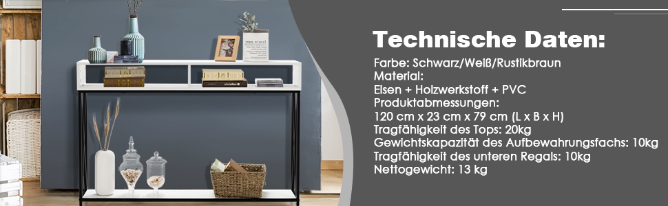 eingangstisch mit 2-stufigem stauraum