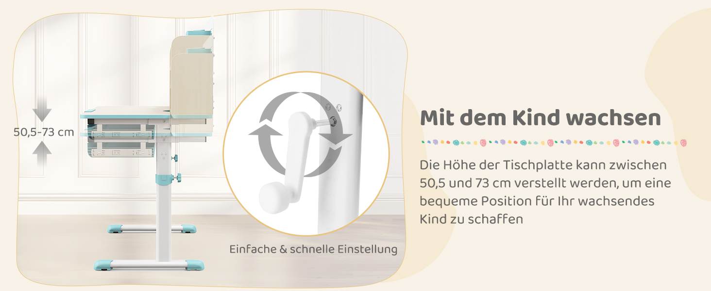 Höhenverstellbarer Kinderschreibtisch