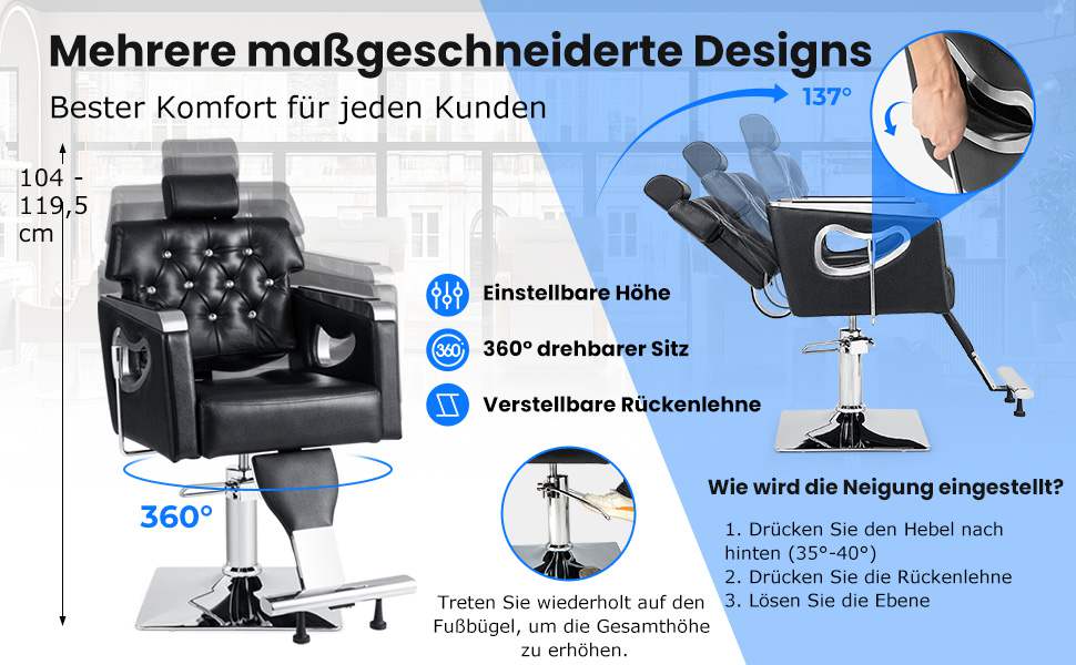 Höhenverstellbarer Friseurstuhl