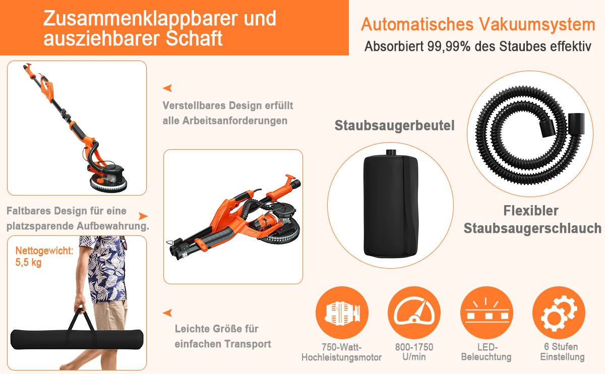 faltbarer Trockenbauschleifer