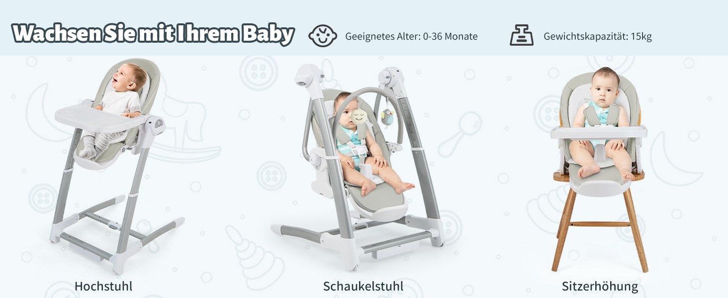Fütterstuhl mit Doppeltablett