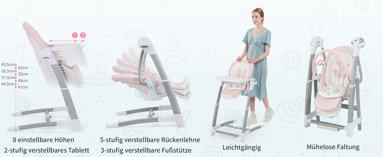 Ess-Stuhl für Kleinkinder mit Rädern